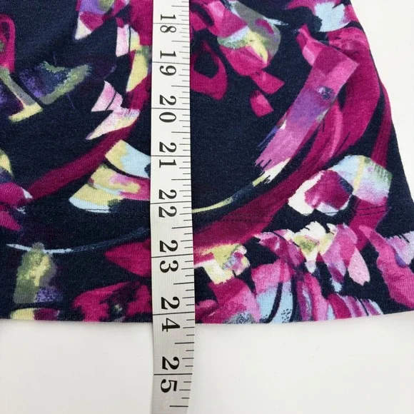 Chicos Womens Size L Navy Magenta Pima Cotton Abstract Floral Short Sleeve Top - Picture 6 of 6